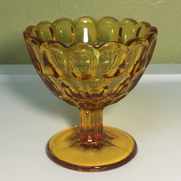 Vintage Indiana Glass Amber Compote - Picture 3 of 12